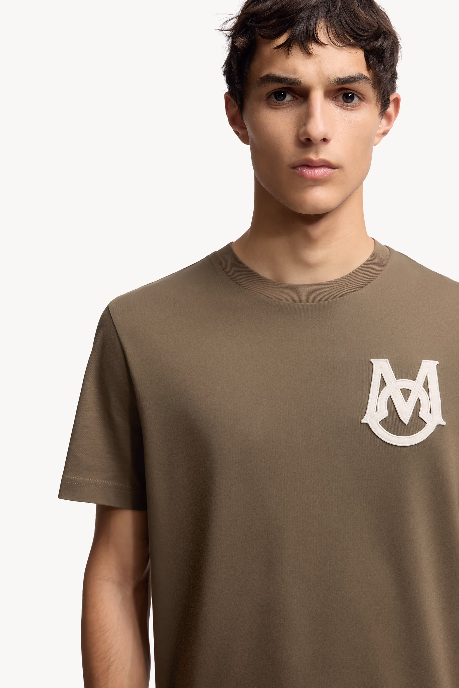 Monogram Cotton T-Shirt Men Olive Green Moncler 6